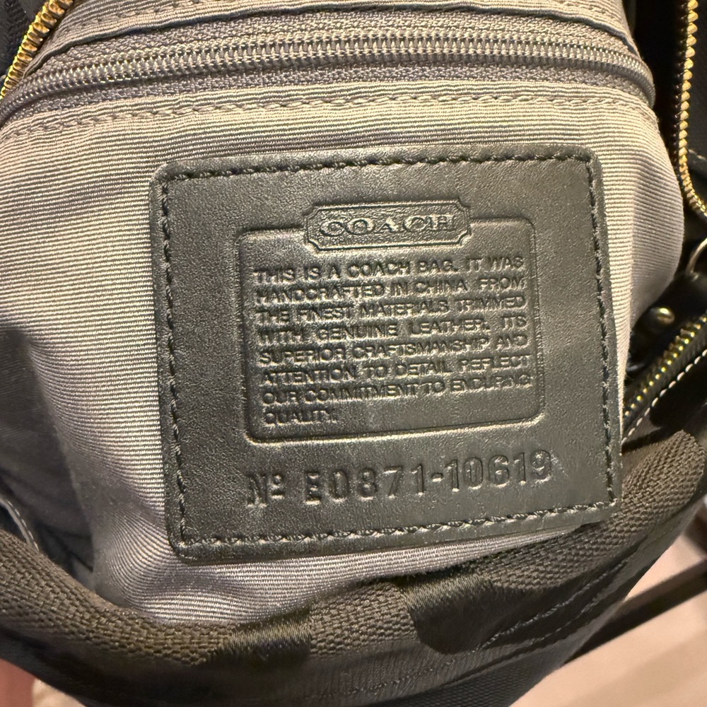 Coach Black Signature Carly Hobo Shoulder Bag with Brass Hardware - Picture 14 of 16